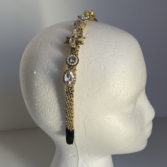 Mexican Artisan Gold Crystal Bee Headband • Handmade • Bridal Wedding Party - Picture 6 of 9